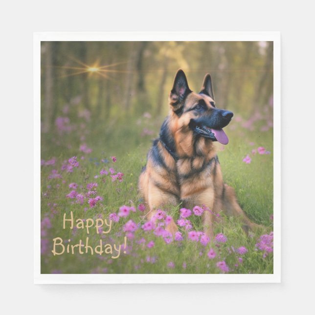 German Shepherd Birthday Napkin (Front)