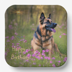 German Shepherd Birthday Paper Plate