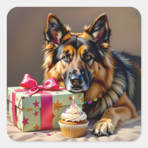 German Shepherd Birthday Square Sticker