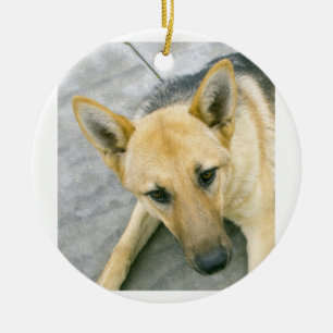 german-shepherd-black and cream ceramic tree decoration