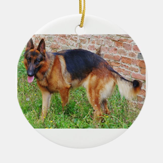 german-shepherd-black and red full ceramic tree decoration (Front)
