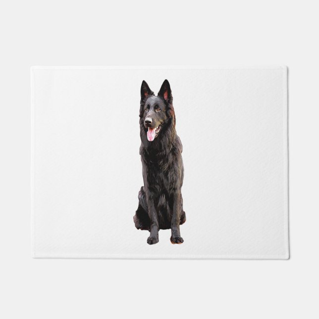 German Shepherd Black Dog  Doormat (Front)