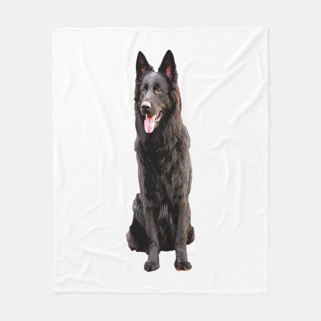 German Shepherd Black Dog  Fleece Blanket (Front)