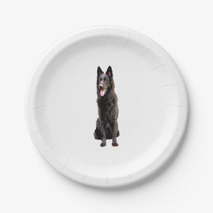 German Shepherd Black Dog Paper Plate