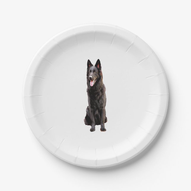 German Shepherd Black Dog  Paper Plate (Front)