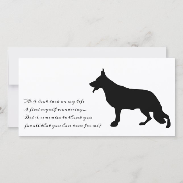 German Shepherd Black Silhouette Thank You Card (Front)