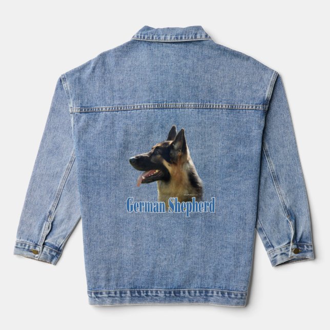 German Shepherd (black/tan) Name Denim Jacket (Back)