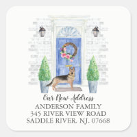 German Shepherd Blue Door New Address Label