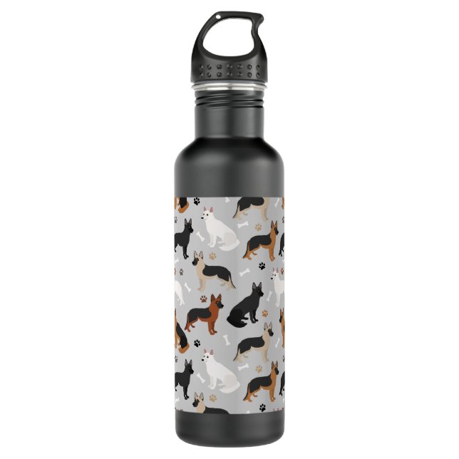 German Shepherd Bones and Paws 710 Ml Water Bottle (Front)