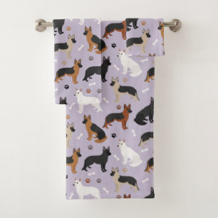 German Shepherd Bones and Paws Bath Towel Set