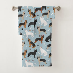 German Shepherd Bones and Paws Bath Towel Set