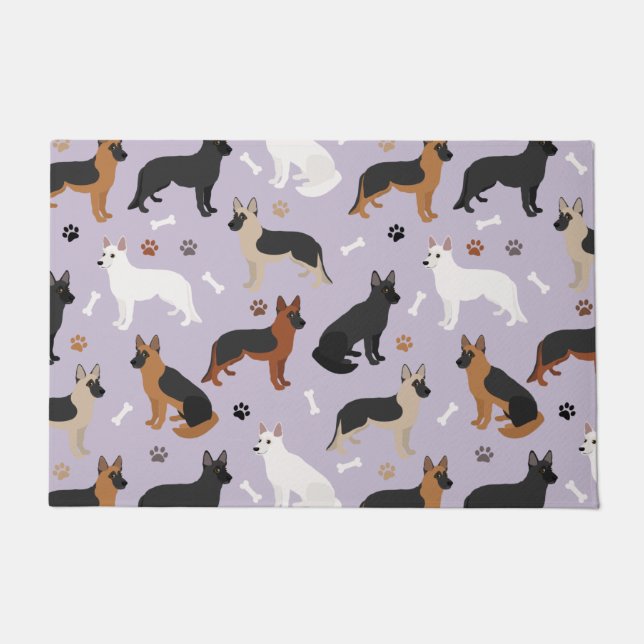 German Shepherd Bones and Paws Doormat (Front)