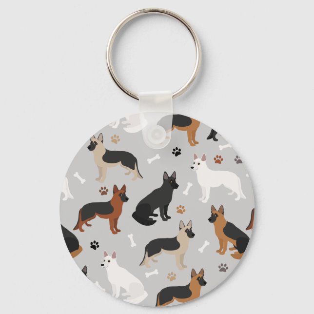 German Shepherd Bones and Paws Key Ring (Front)