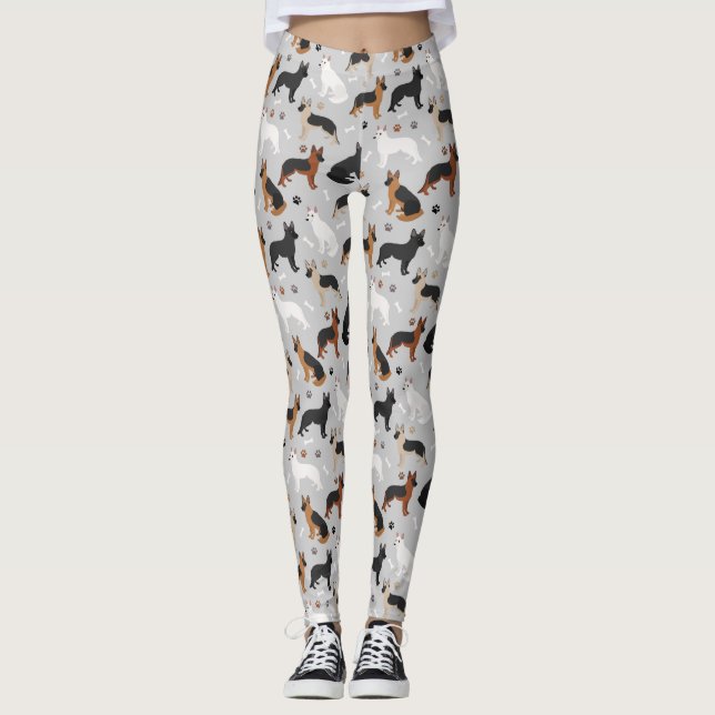 German Shepherd Bones and Paws Leggings (Front)