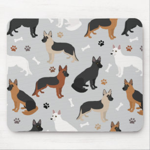 German Shepherd Bones and Paws Mouse Mat