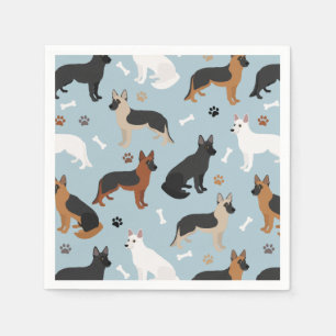 German Shepherd Bones and Paws Napkins