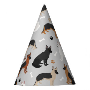 German Shepherd Bones and Paws Party Hat