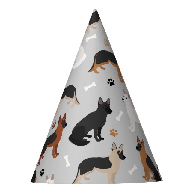 German Shepherd Bones and Paws Party Hat (Front)