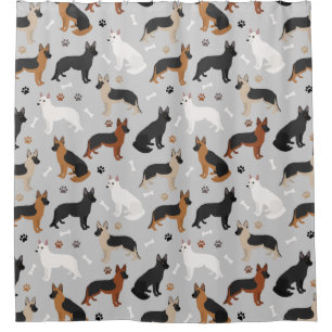 German Shepherd Bones and Paws Shower Curtain