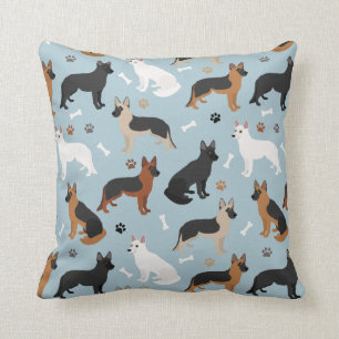 German Shepherd Bones and Paws Throw Pillow