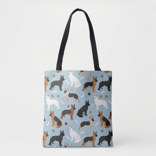 German Shepherd Bones and Paws Tote Bag (Front)