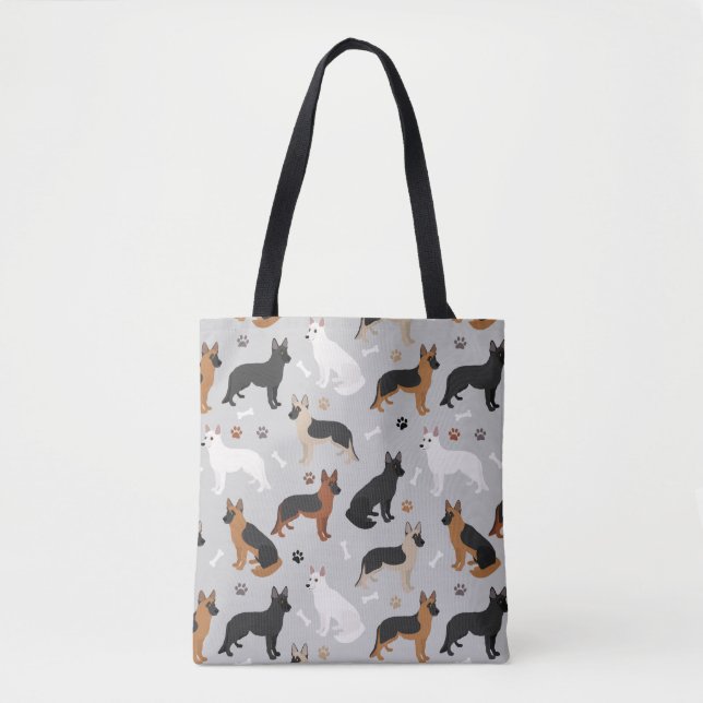 German Shepherd Bones and Paws Tote Bag (Front)