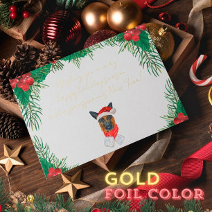 German Shepherd Breed Gold Foil Christmas Holiday