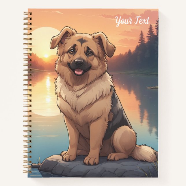 German Shepherd by Lake Notebook (Front)