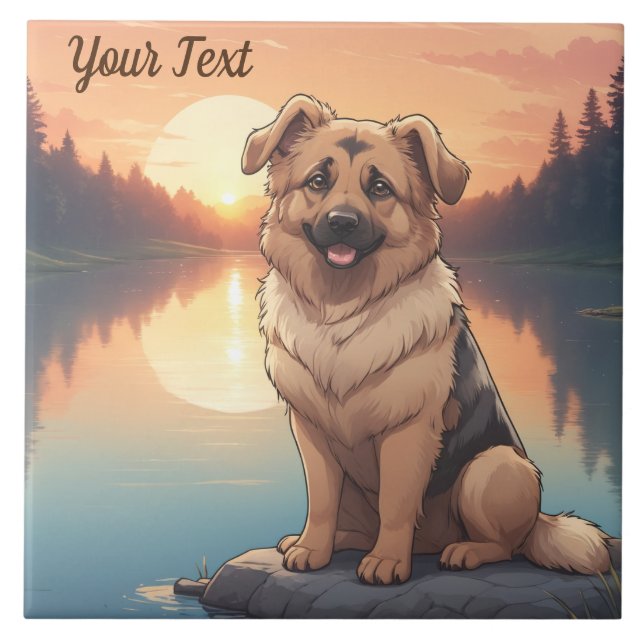 German Shepherd by Lake Tile (Front)