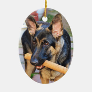 German Shepherd by Shirley Taylor Ceramic Tree Decoration