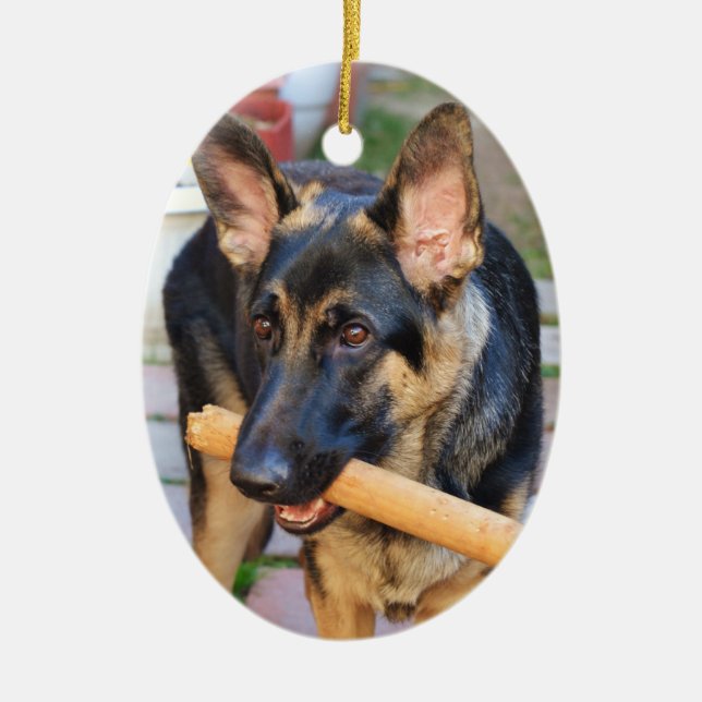 German Shepherd by Shirley Taylor Ceramic Tree Decoration (Front)