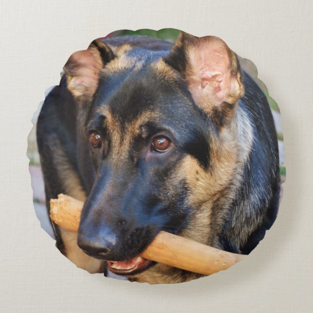 German Shepherd by Shirley Taylor Round Cushion (Front)
