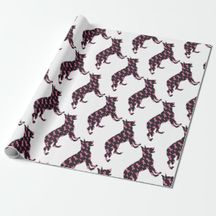 German-Shepherd-Cancer-Ribbon-Black Wrapping Paper