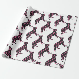 German-Shepherd-Cancer-Ribbon-Black Wrapping Paper