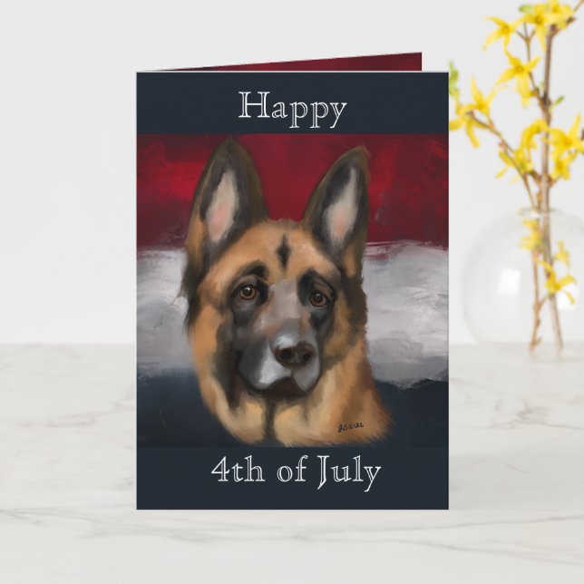German Shepherd   Card (Yellow Flower)