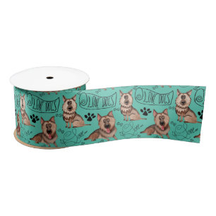 German Shepherd Cartoon Satin Ribbon