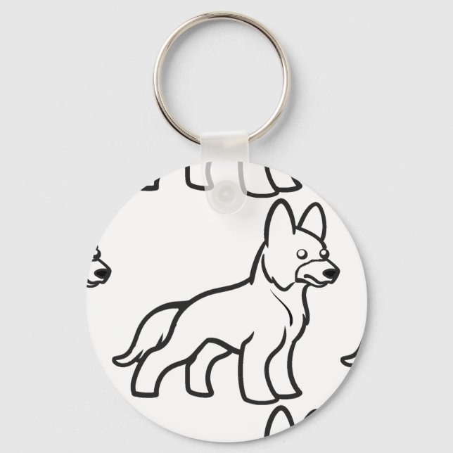 german shepherd cartoon white key ring (Front)