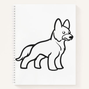 german shepherd cartoon white notebook