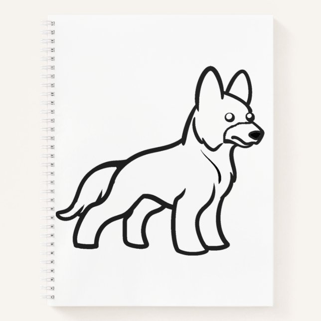 german shepherd cartoon white notebook (Front)
