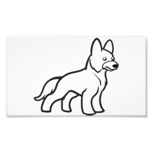german shepherd cartoon white photo print