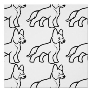 german shepherd cartoon white poster