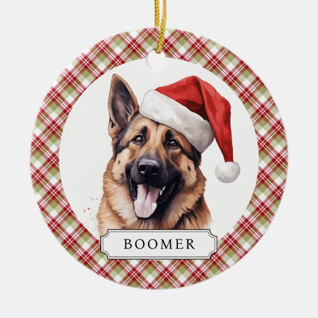 German Shepherd Ceramic Circle Ornament (Front)