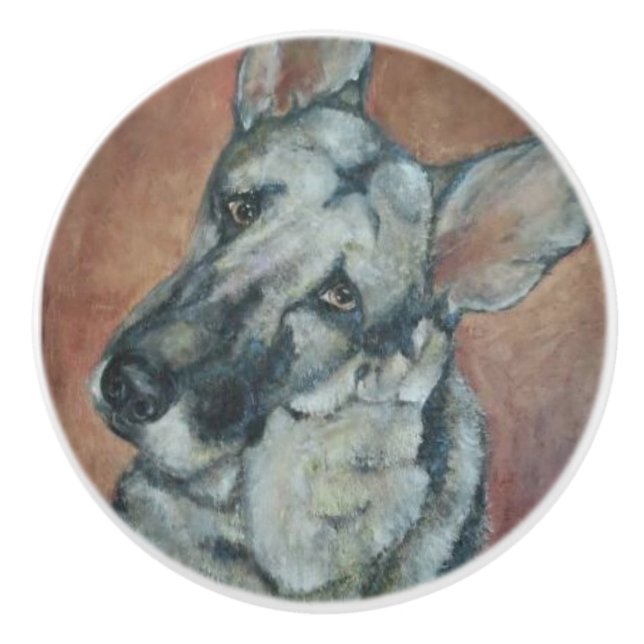 German Shepherd Ceramic Knob (Front)
