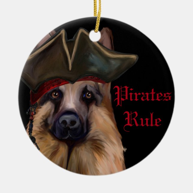 GERMAN SHEPHERD CERAMIC TREE DECORATION (Front)