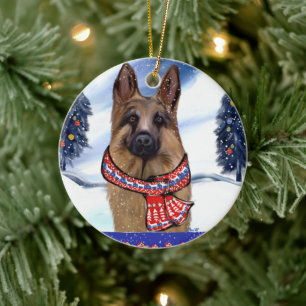 GERMAN SHEPHERD CERAMIC TREE DECORATION
