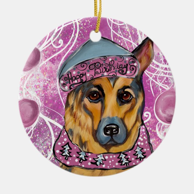 German Shepherd    Ceramic Tree Decoration (Front)