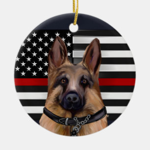 German Shepherd Ceramic Tree Decoration