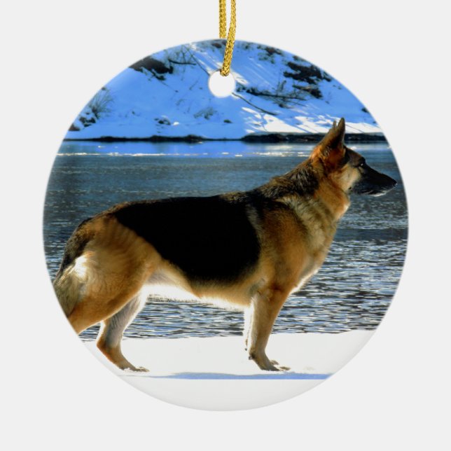 German Shepherd Ceramic Tree Decoration (Front)