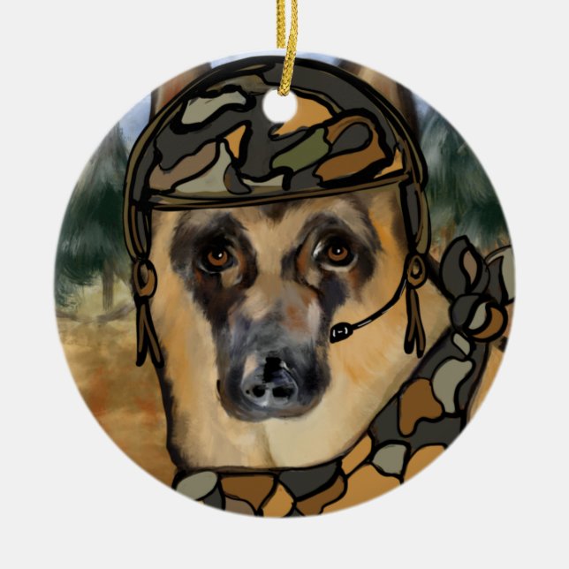 GERMAN SHEPHERD       CERAMIC TREE DECORATION (Front)