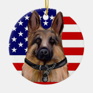 German Shepherd Ceramic Tree Decoration